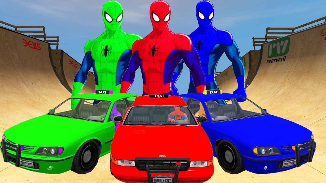 COLORS SPIDERMAN & COLORS TAXI SUPERHEROES Fun Video Songs for Children ...