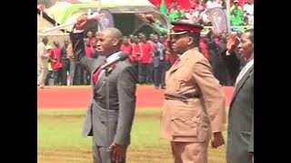 Ridiculous imitates the late president Moi at Kasarani Stadium on 12/12/2013.