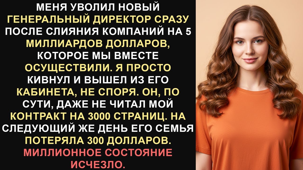 Новый генеральный директор уволил меня после слияния компаний на 5 миллиардов долларов, которое я...