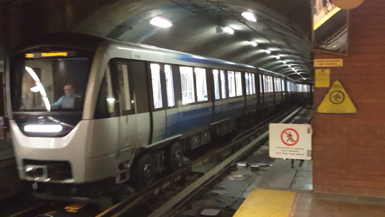 Métro de Montreal New MPM10 AZUR in switching tracks at Côte Vertu