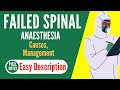 Failed Spinal Anaesthesia | Causes | Management