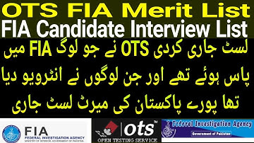 FIA Interview Merit List Uploaded OTS l FIA Interview l OTS FIA Merit List Candidate