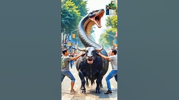 Snake Attack! Giant Python Goes After a Buffalo! #shortsyoutube #shorts #giantpython #ai #trending