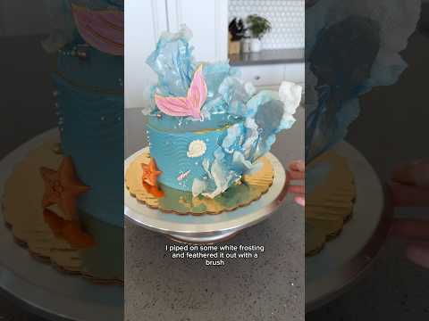 I made THREE CAKES for ONE PARTY! 😮‍💨🧜‍♀️ #cakedecorating #cake #shorts #mermaid