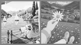 Collage Two Pictures Painting Hey Color by Number Summer Sailing Flowers #coloringbook #magic screenshot 2