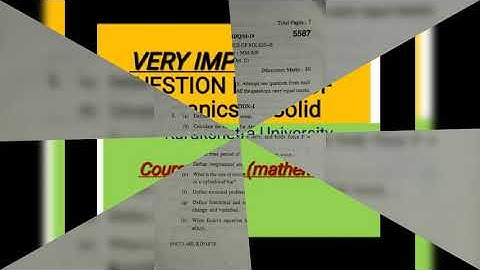 Mechanic of solid -II 2019 question paper of kuk. #M.sc. Mathematics