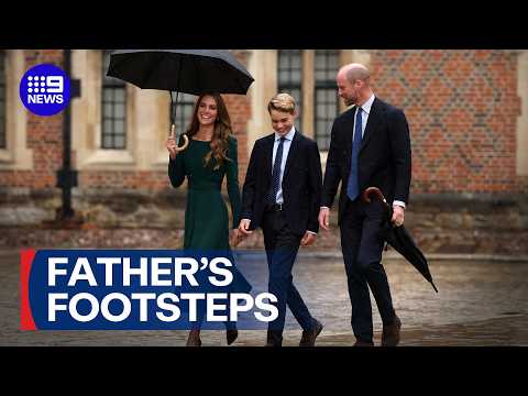 Prince George's first day of high school at Eton College | 9 News Australia