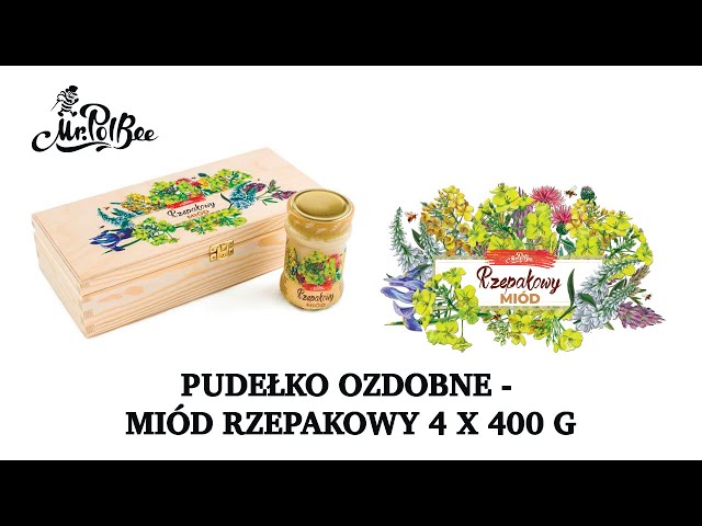 Miód rzepakowy w ozdobnym opakowaniu 4x0,4 kg