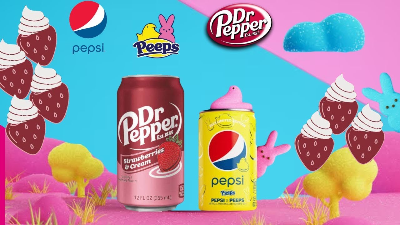 Probando Refrescos Dr Pepper strawberries and cream y Pepsi Peeps