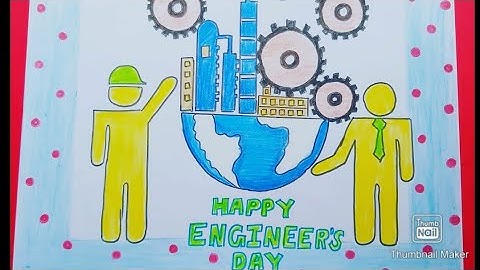 Engineers Day poster drawing tutorial🏗Engineers day easy drawing🏗How to draw Engineers day🏗Easy Draw