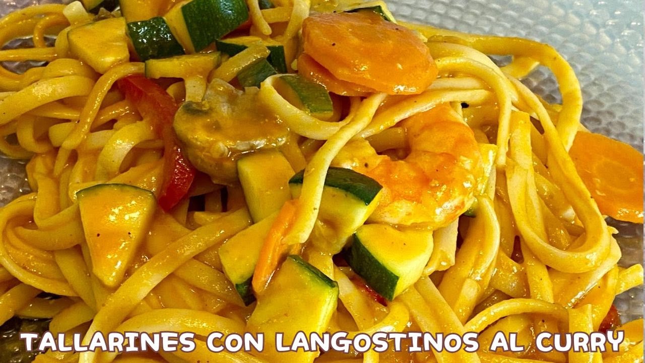 TALLARINES CON LANGOSTINOS AL CURRY !! CON THERMOMIX6!!