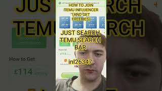 How to Join TEMU Influencer - and get freebies sent to you. JUST SEARCH inl26347 in Temu app search