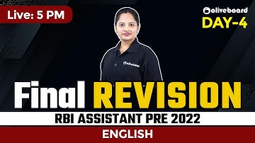 RBI-assistent 2022 | Laatste Engelse revisie voor RBI-assistent vóór 2022 | Dag 4 | Door Harshita...