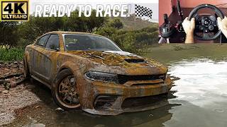 RESTORED & RACED VS HYPERCARS 1500HP DODGE CHARGER REDEYE Forza Horizon 5 Steering Wheel Gameplay screenshot 4