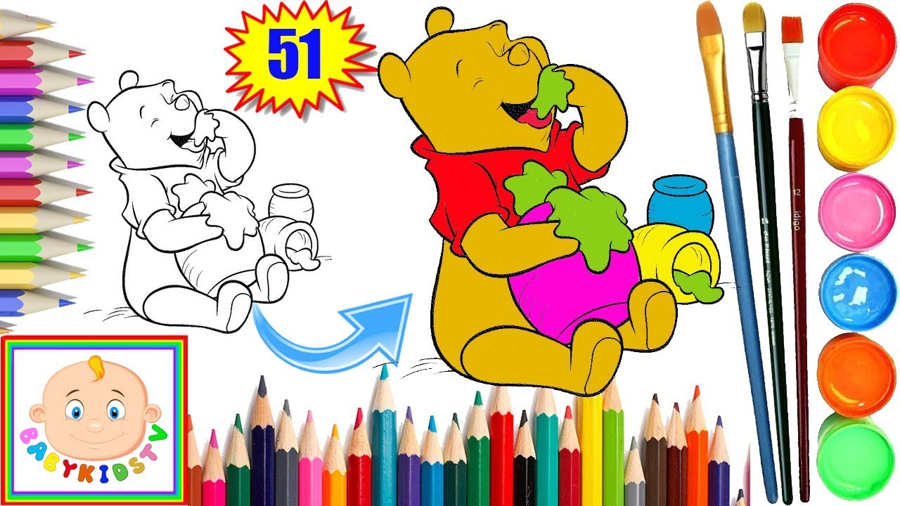 Bear coloring pages for kids How to drawing and painting for children's