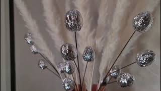 Декор Для Дома Из Веток С Хромированными Грецкими Орешками .Красивые Решения Дизайна Интерьера.