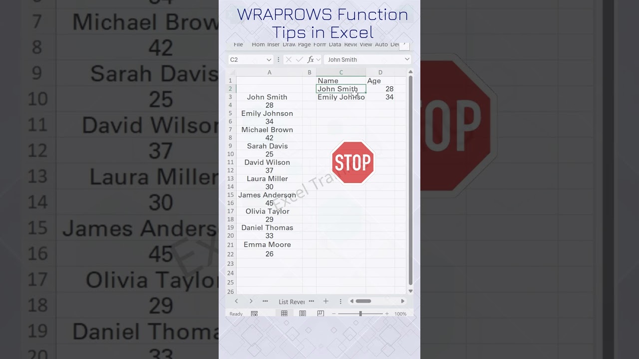 WRAPROWS Function Tips in Excel