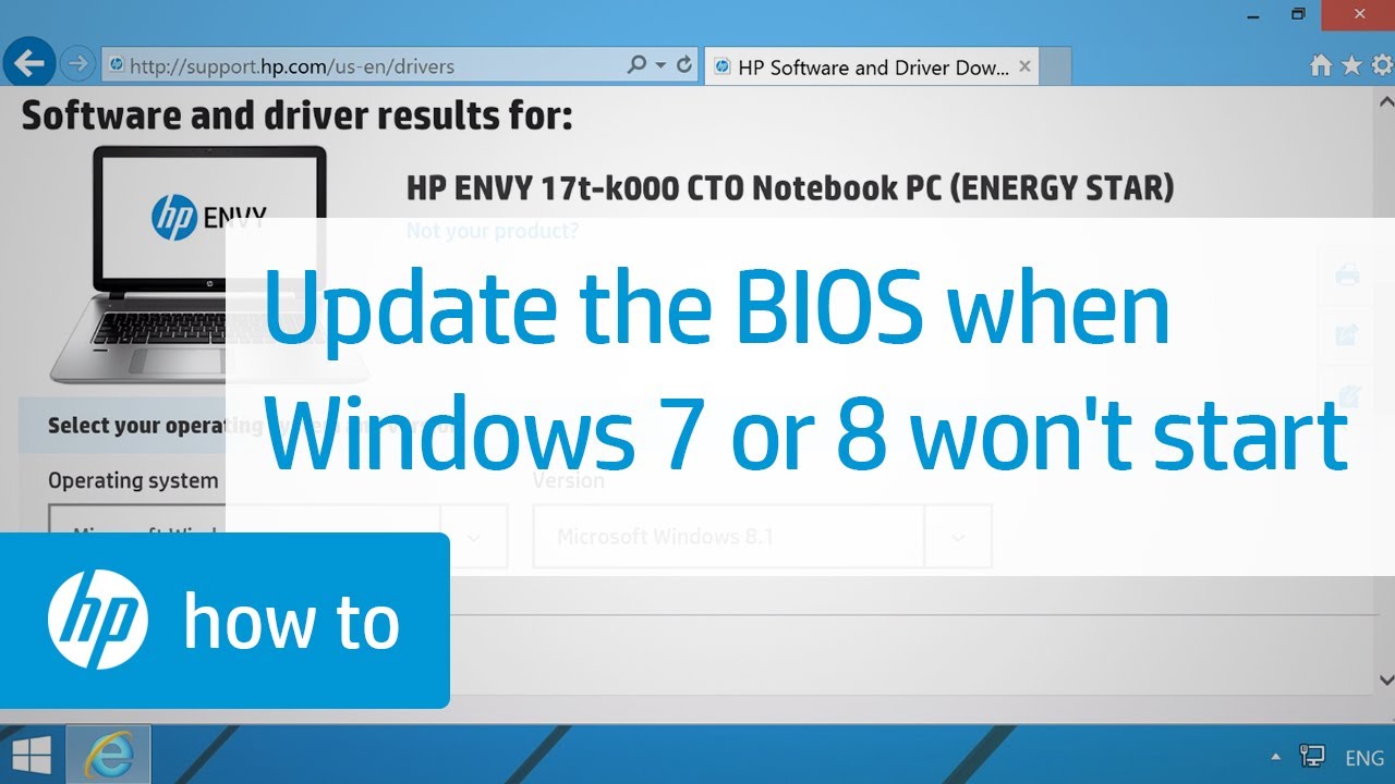 Updating the BIOS when Windows Does Not Start - Notebook Computers with Windows 8, 7