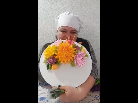 МК Кремовая Композиция из ГЕОРГИН для Декора от Натальи КолбасовойCream Dahlias