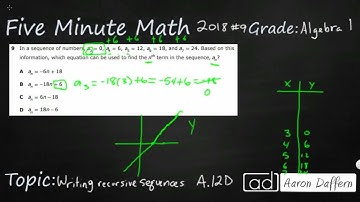 Algebra 1 STAAR Practice Writing Recursive Sequences (A.12D - #1)