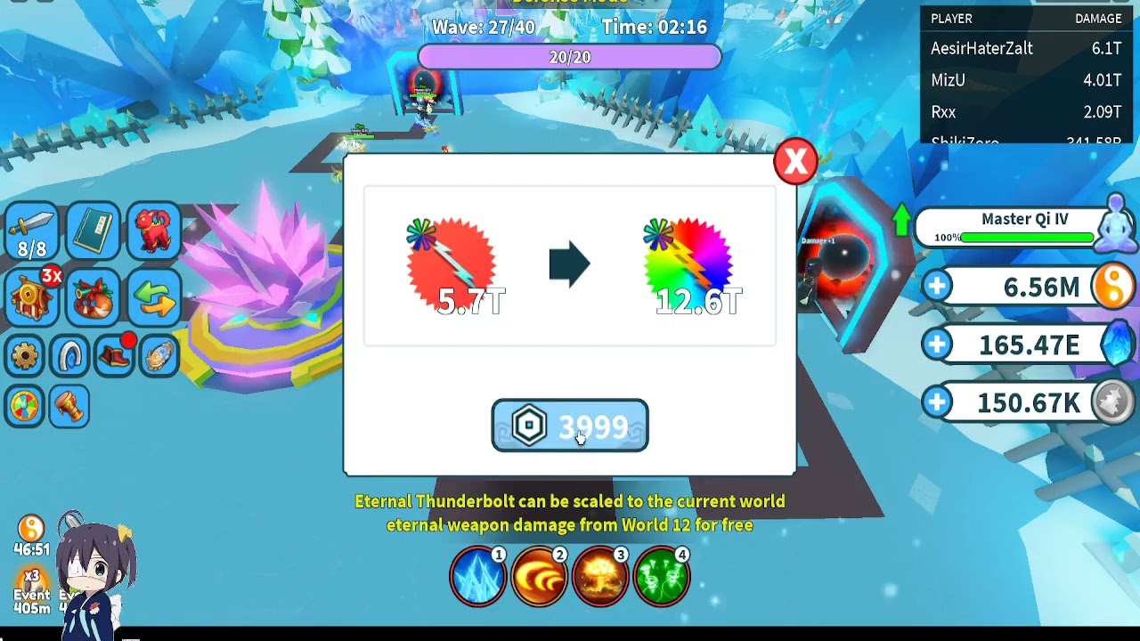 Weapon Fighting Simulator upgrade Thunder Boltz Level max? Patch 27