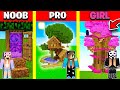 Minecraft Battle: TREE HOUSE BUILD CHALLENGE - NOOB vs PRO vs GIRL / Animation