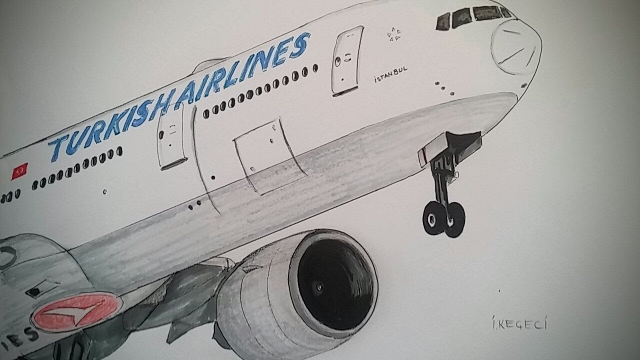 TURKISH AIRLINES, BOEING 777-3 (Drawing timelapse) - YouTube