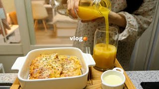 vlog | Spicy Sausage Stew Taking Hoochoo to the Vet, (Corn Cheese Pancake, Fish Cakes, Egg Rolls)