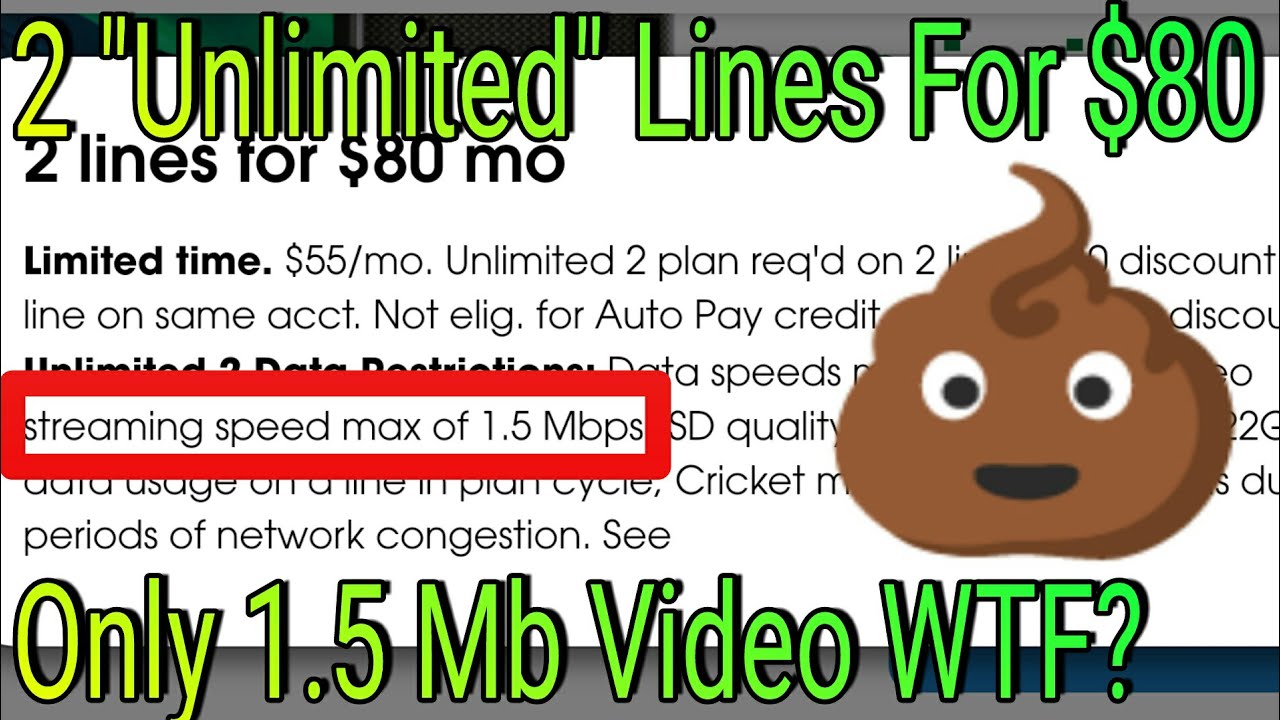 Cricket Wireless 2 "Unlimited" Lines For 80 Only 1.5 Mbps Video