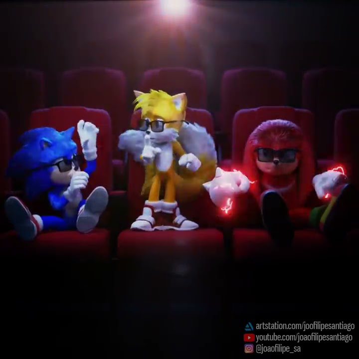 SONIC, TAILS and KNUCKLES watching Sonic Movie