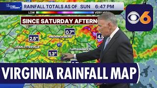Rainfall Totals Across Virginia Saturday; Flooding Near Chesapeake Bay