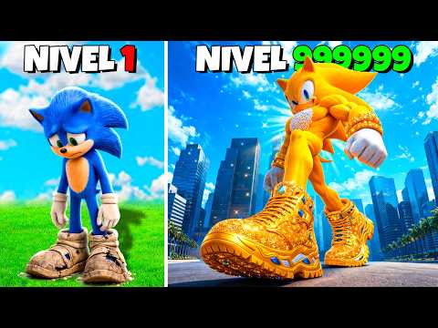DE ZAPATILLAS de SONIC NIVEL 1 a NIVEL 1.000.000 en GTA 5 !! (Sonic Movie mod)