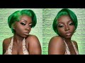 Green Pixie Cut Wig Install | Makeup + Hair  | WOC | The Avatar Series EP. 2: Earth Kingdom ⛰