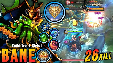 26 Kills No Death!! Midlane Bane is Deadly!! - Build Top 1 Global Bane ~ MLBB