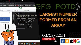 Largest Number formed from an Array | gfg potd today | POTD | GFG Problem of the Day | C++ |