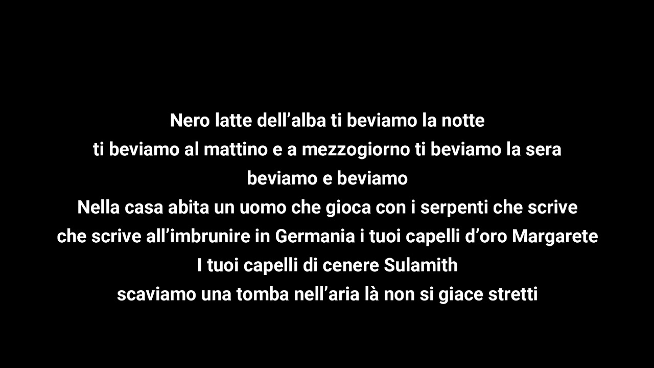 Fuga di morte Todesfuge Paul Celan YouTube
