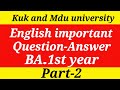 BA.1st year English important Question answer 2022 part-2 distance and Private students #kuk #mdu