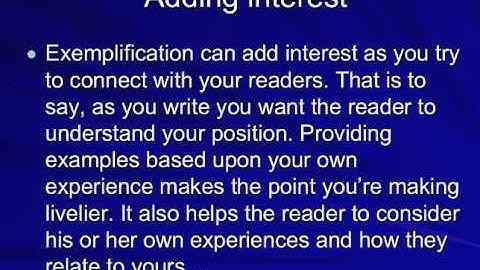 Exemplification video