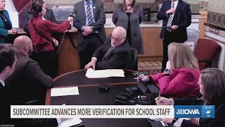 Iowa Senate subcommittee advances legislation that would add more verification of school staff