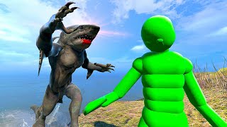 Shark Monster vs Dynamic AI Ragdolls - Overgrowth Mods Gameplay