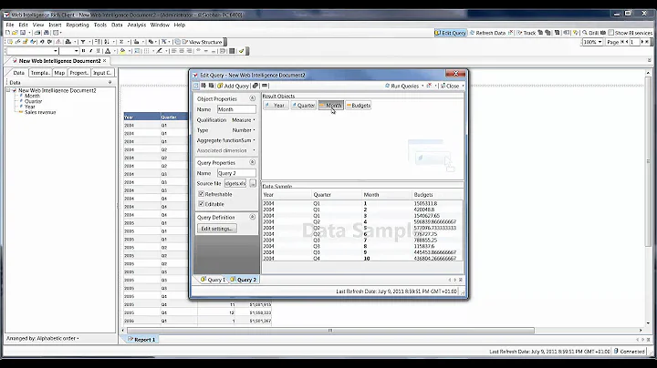 Web Intelligence - Excel Data Providers