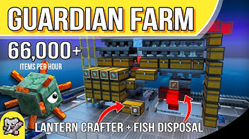 Guardian Farm Sea Lantern Crafter Item Sorter | Minecraft Farm Tutorial | BEDROCK MCPE XBOX PS