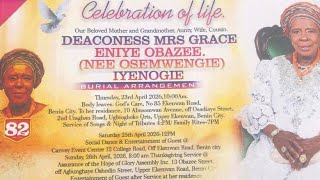 Celebration of Life of Deaconess Mrs Grace Eniye Obazee