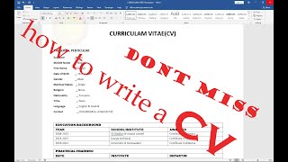 HOW TO WRITE CURRICULUM VITAE (CV) FOR BUSSINESS APPLICATION