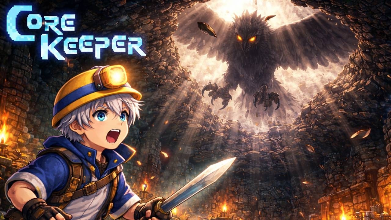 【VS巨鳥戦】空からでかい鳥だ！　有んなどでかいの倒せるの？【CoreKeeper】【コアキーパー】