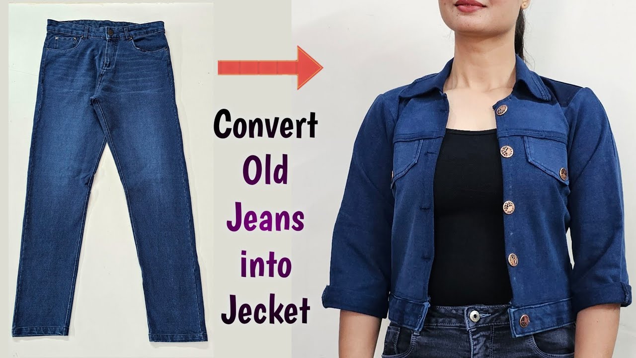 DIY Convert/Reuse Old Jeans into Full Sleeve Jacket (very easy)