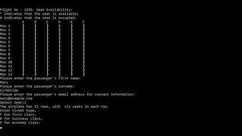 Demo: Flight Reservation C++ Console Application