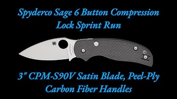 Spyderco Sage 6 Button Compression Lock Sprint Run Folding Knife 3" CPM-S90V Satin Blade