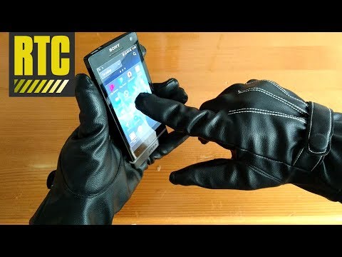 Mens Black Leather Touchscreen Gloves for Smartphone