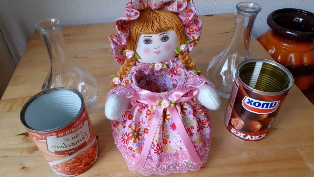 BONECA PORTA TRECO NA LATA DE SALSICHA (passo a passo, molde grátis) ❤️